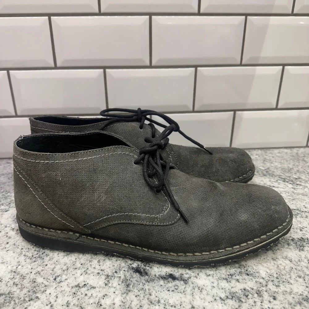 Kenneth Cole‎ Reaction Mens 11 Gray Suede Leather Ankle Chukka Boots Work